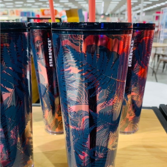 Starbucks Ocean Woodland Fern Tumbler Cold Cup 24oz New Fall 2022 Rose Gold Foil - Picture 4 of 16